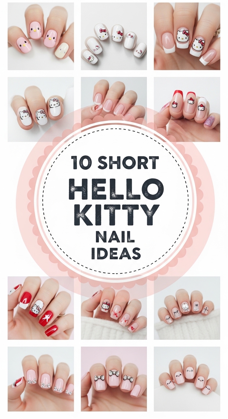 10 Short Hello Kitty Nail Ideas